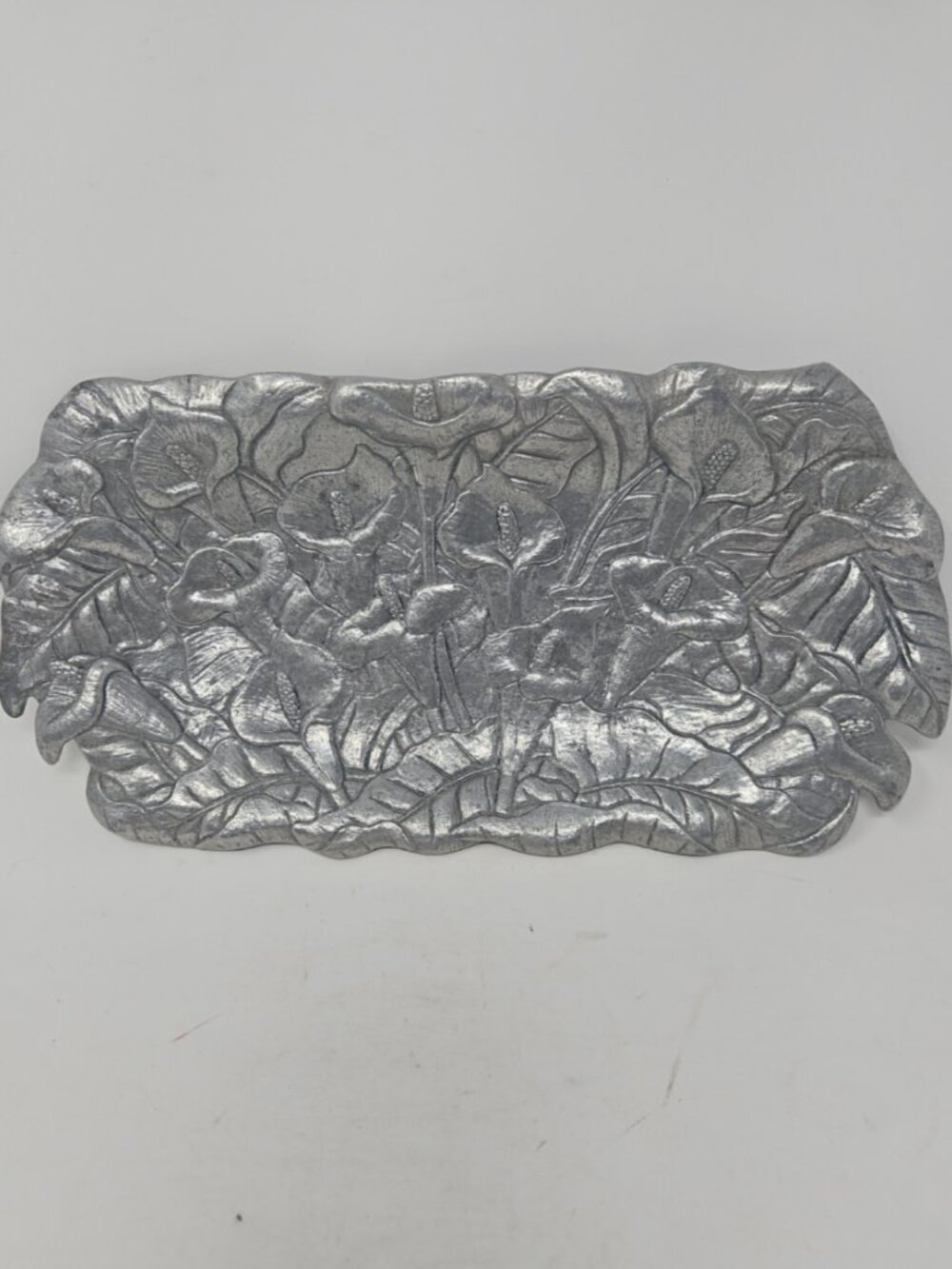 Vintage 1991 Arthur Court Aluminum Calla Lily Decorative Rectangle Dish Tray 12"